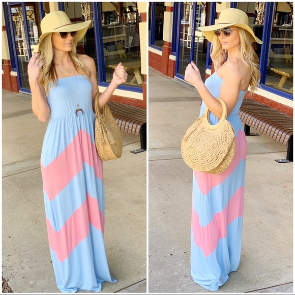 Infinity Raine Dresses & Skirts - ✨LAST ONE ✨Blue-pink strapless maxi dress